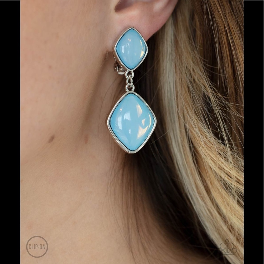 Blue clip on Earrings